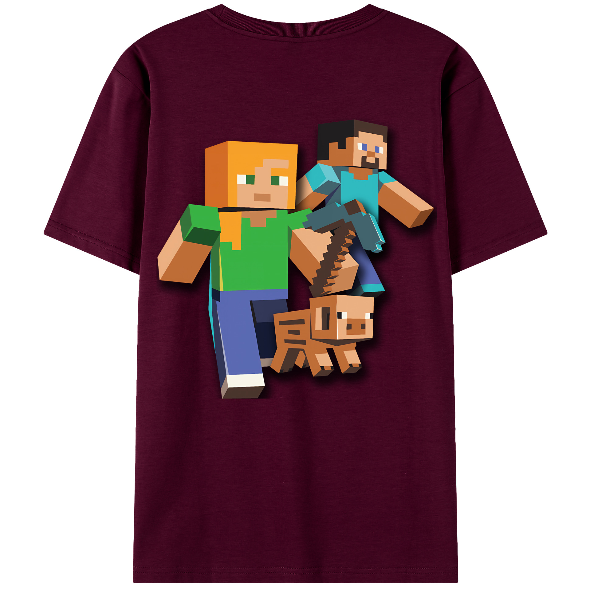 （画像用） マインクラフト ブロックの世界 Minecraft MC Block world レディース半袖Tシャツ(バックプリント)